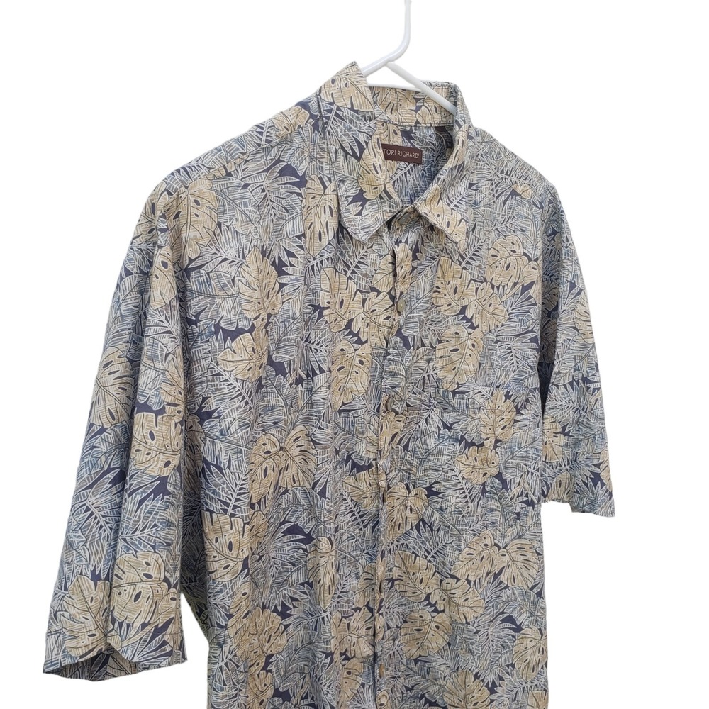 Tori Richard Hawaiian Mens Medium Palm Floral Shirt Pocket Short Sleeve Pocket